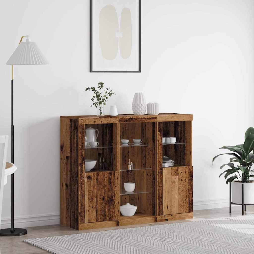 vidaXL Buffet LED Bois ancien 123 x 37 x 100 cm Bois d'ingénierie