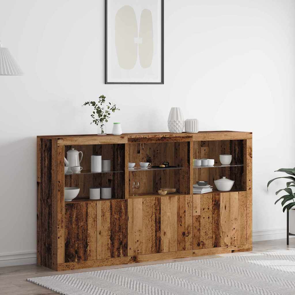 vidaXL Buffet LED Bois ancien 181,5 x 37 x 100 cm Bois d'ingénierie