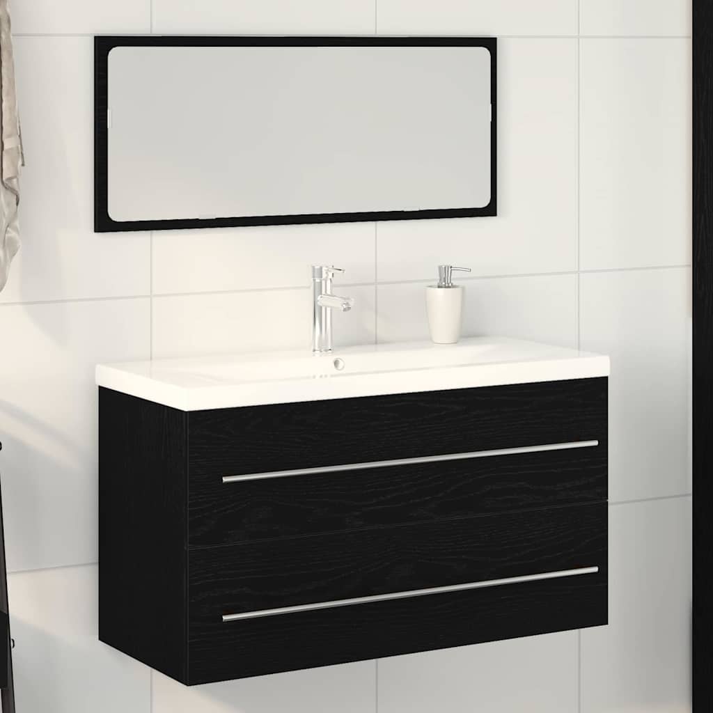 vidaXL Meuble de Lavabo de Salle de Bain avec tiroir 3 pcs Chêne noir