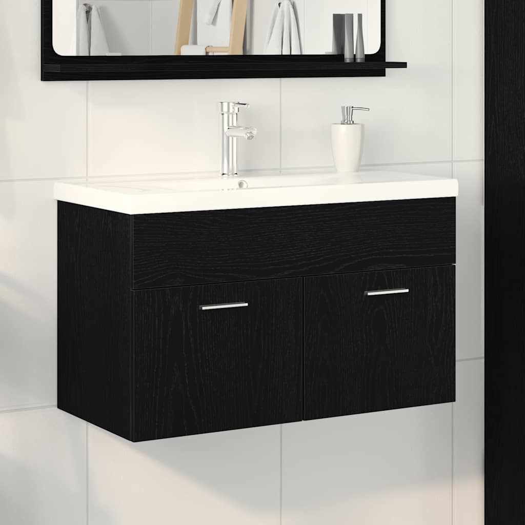 vidaXL Armoire de salle de bain Chêne noir 80 x 38,5 x 46 cm