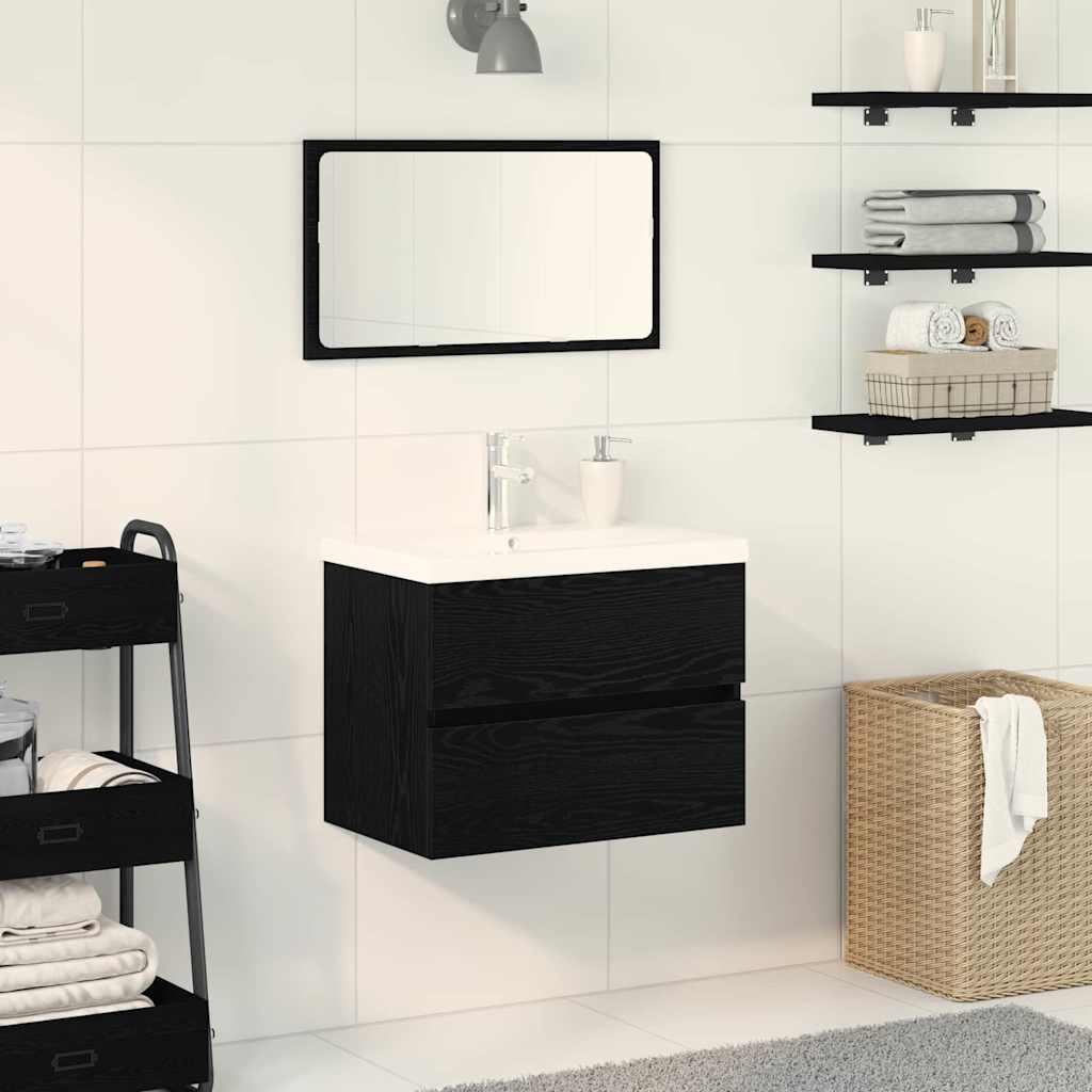 vidaXL Meuble de Lavabo de Salle de Bain Chêne noir 60 x 39 x 62 cm