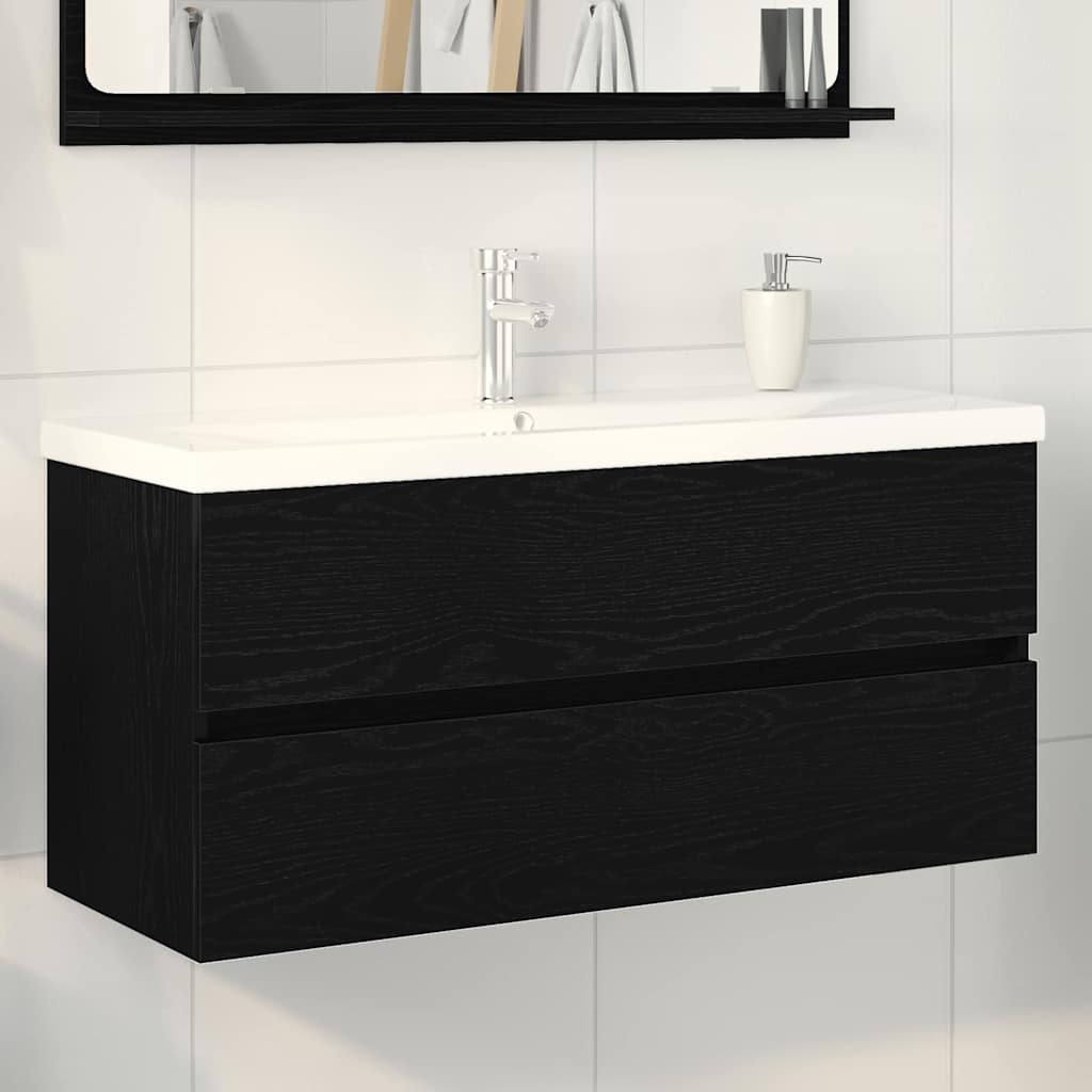 vidaXL Meuble de Lavabo de Salle de Bain Chêne noir 100 x 39 x 62 cm