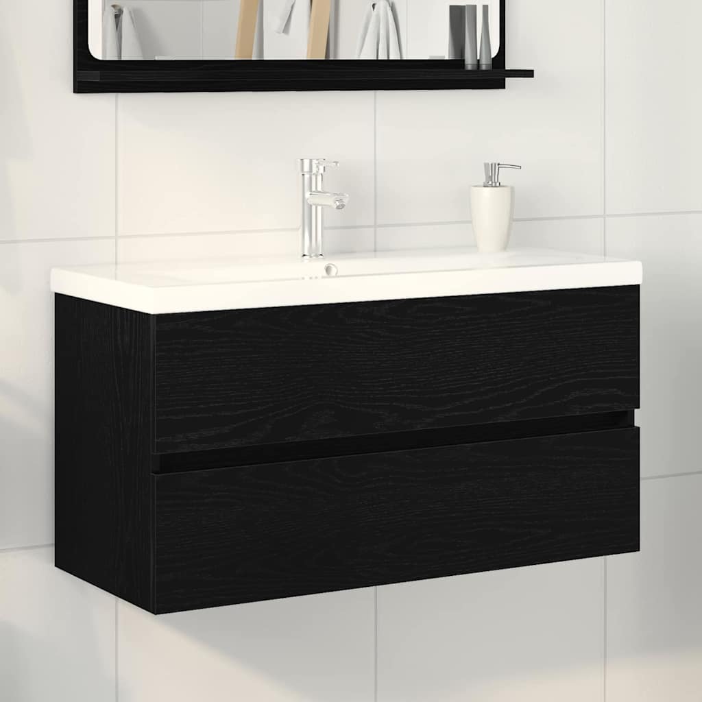 vidaXL Meuble de Lavabo de Salle de Bain Chêne noir 90 x 39 x 62 cm