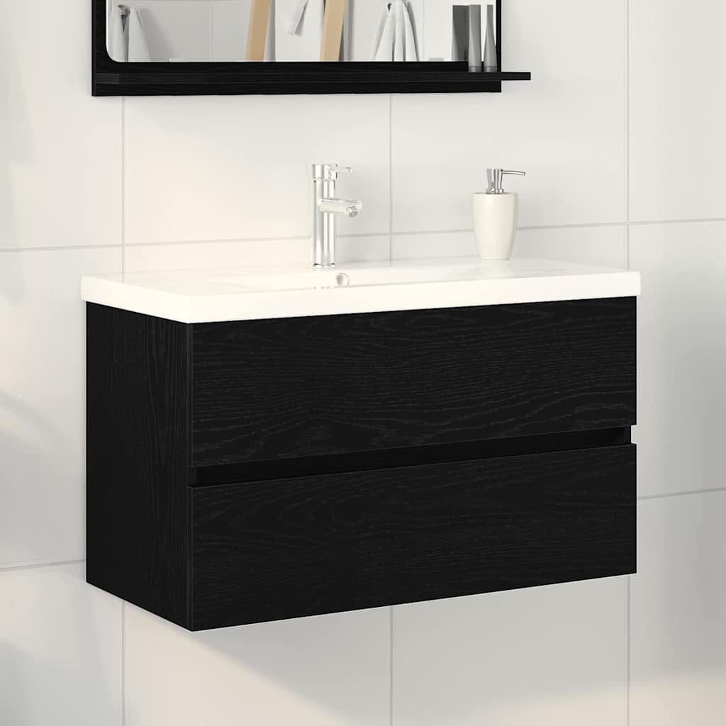 vidaXL Meuble de Lavabo de Salle de Bain Chêne noir 80 x 39 x 62 cm