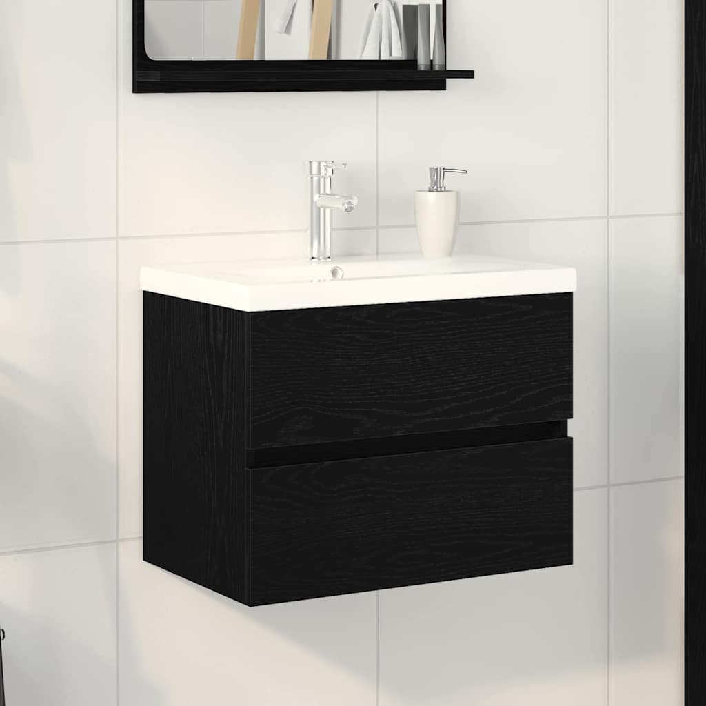 vidaXL Meuble de Lavabo de Salle de Bain Chêne noir 60 x 39 x 62 cm