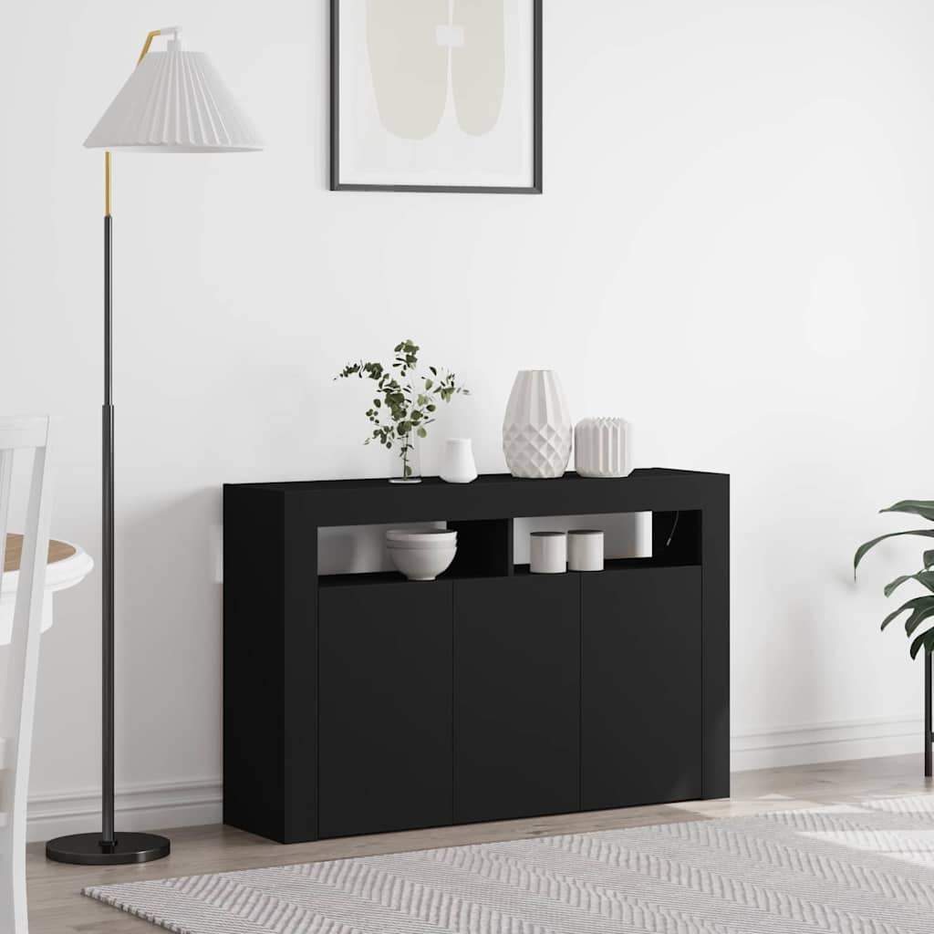 vidaXL Buffet Noir 116 x 30 x 75 cm Bois d'ingénierie
