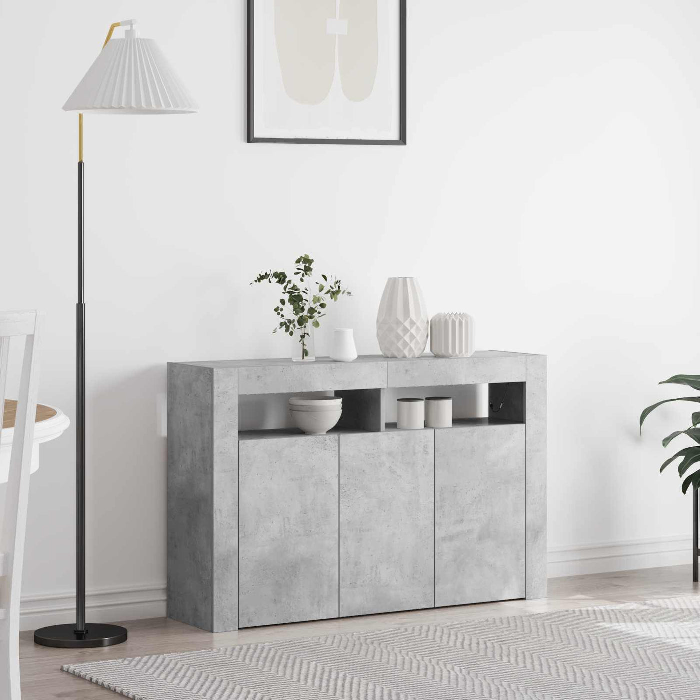 vidaXL Buffet Gris béton 116 x 30 x 75 cm Bois d'ingénierie