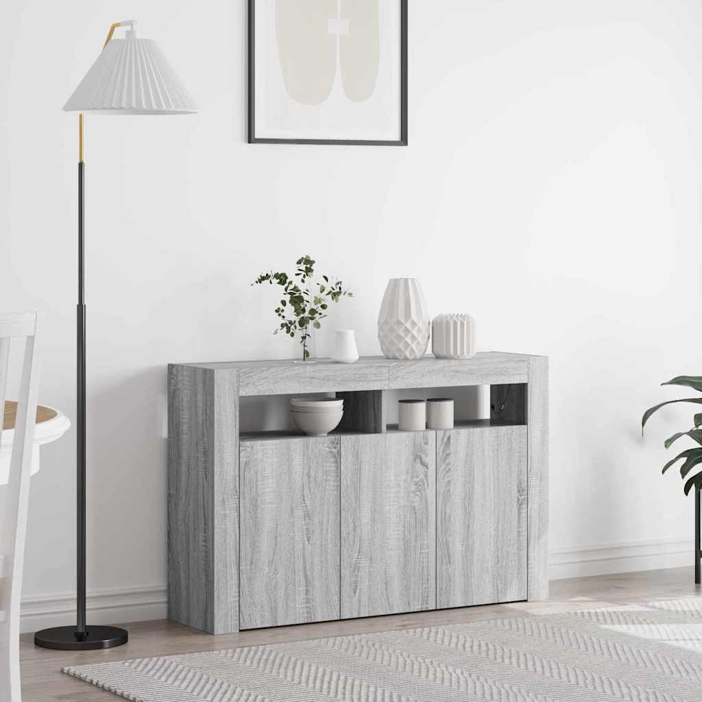 vidaXL Buffet Gris Sonoma 116 x 30 x 75 cm Bois d'ingénierie