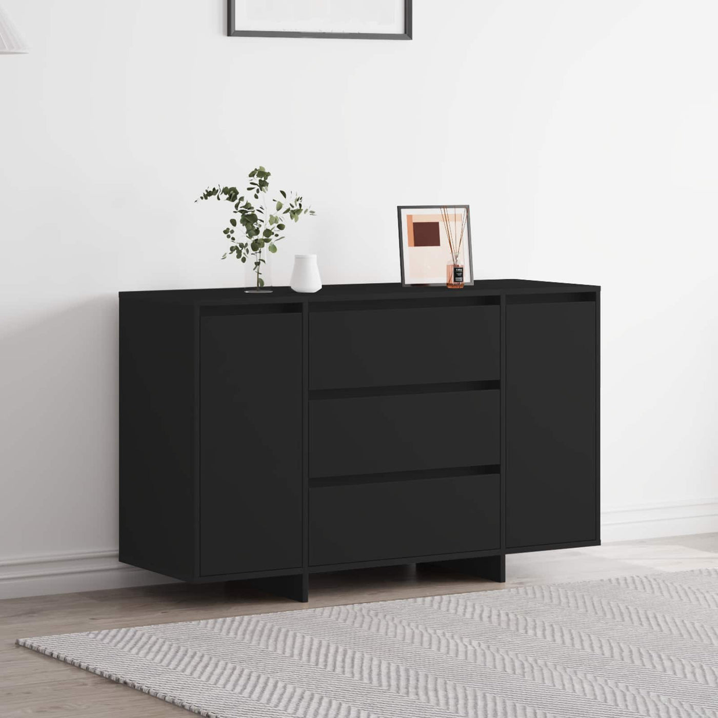 vidaXL Buffet avec tiroir Noir 120 x 41 x 75 cm Bois d'ingénierie