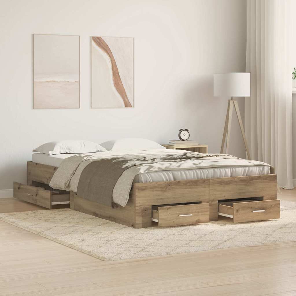 vidaXL Cadre de lit Chêne artisanal 120 x 200 cm Bois d'ingénierie