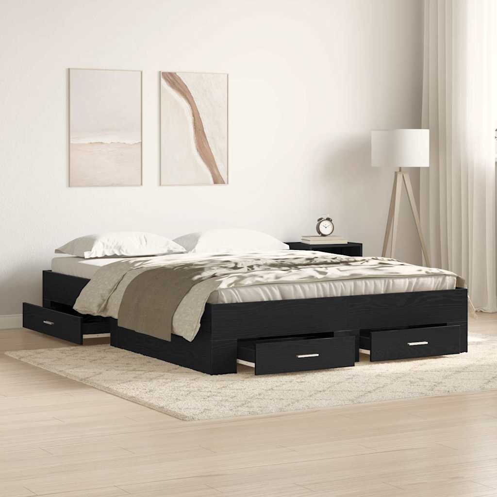 vidaXL Cadre de lit Chêne noir 140 x 190 cm Bois d'ingénierie