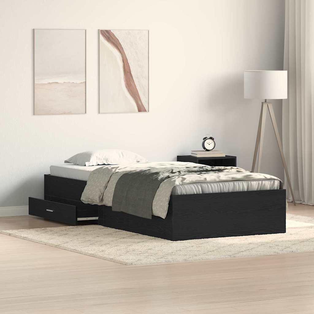 vidaXL Cadre de lit Chêne noir 100 x 200 cm Bois d'ingénierie