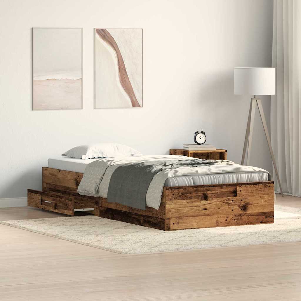 vidaXL Cadre de lit Bois Ancien 90 x 190 cm Bois d'ingénierie
