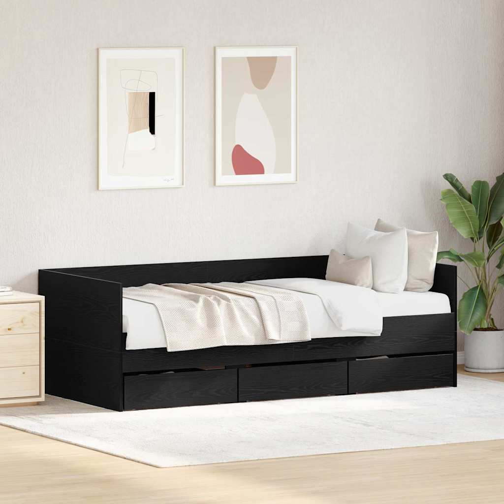 vidaXL Lit d'appoint Chêne noir 90 x 190 cm Bois d'ingénierie