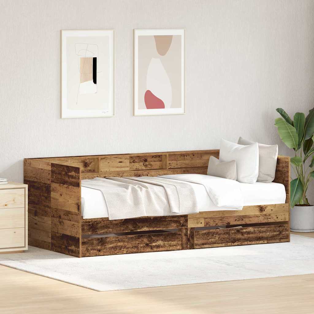 vidaXL Lit d'appoint Bois Ancien 90 x 190 cm Bois d'ingénierie