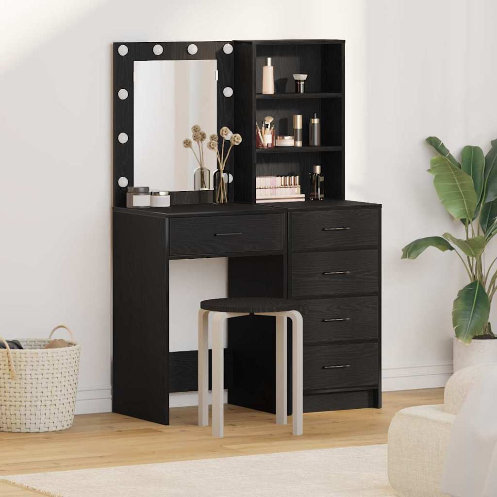 vidaXL Table de Toilette 2 pcs Noir 50 x 41 x 135 cm Bois d'ingénierie