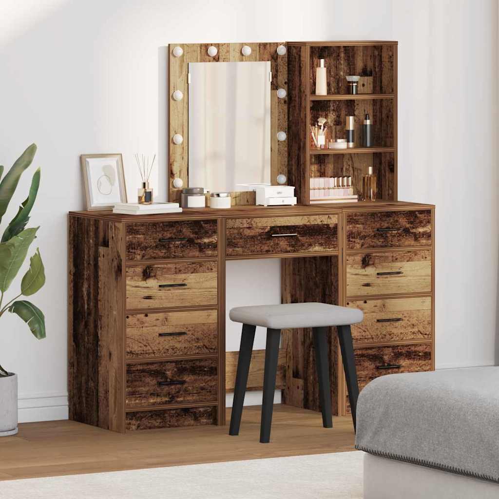 vidaXL Table de Toilette avec tiroir 3 pcs Marron Bois d'ingénierie