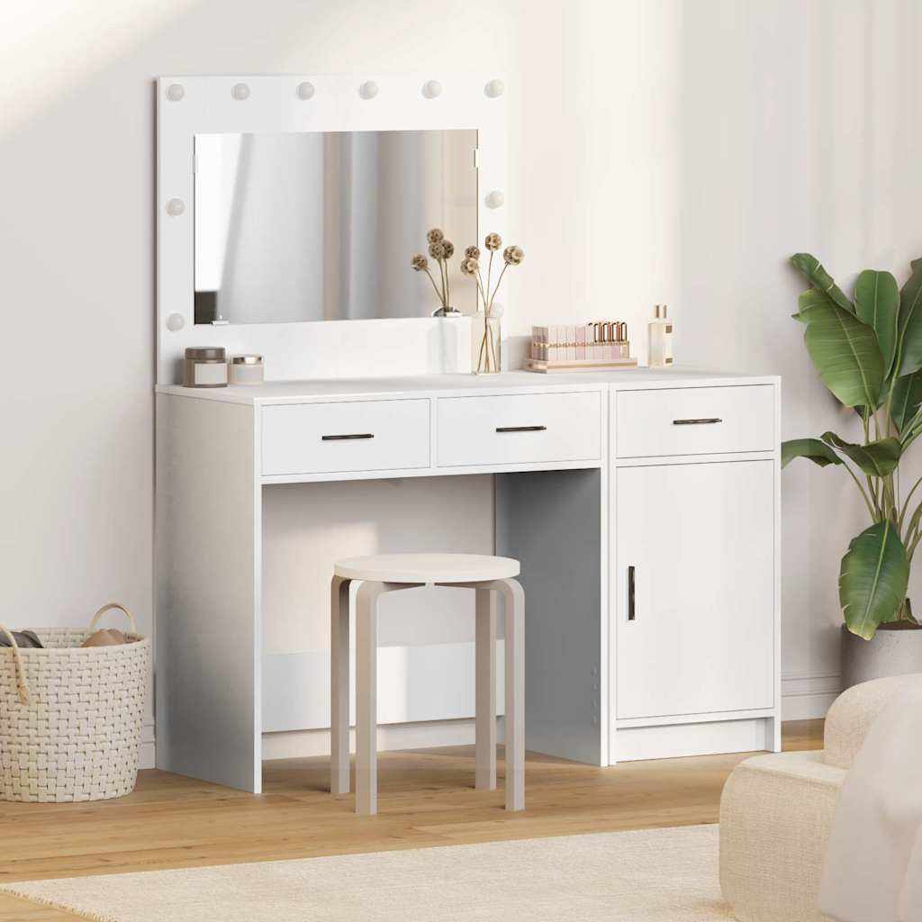 vidaXL Table de Toilette avec tiroir 2 pcs Blanc Bois d'ingénierie