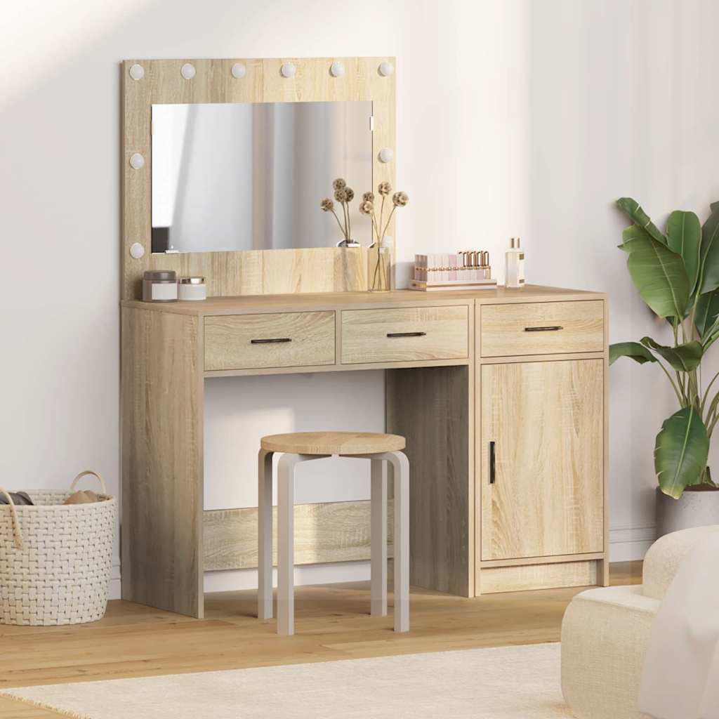 vidaXL Table de Toilette avec tiroir 2 pcs Marron Bois d'ingénierie