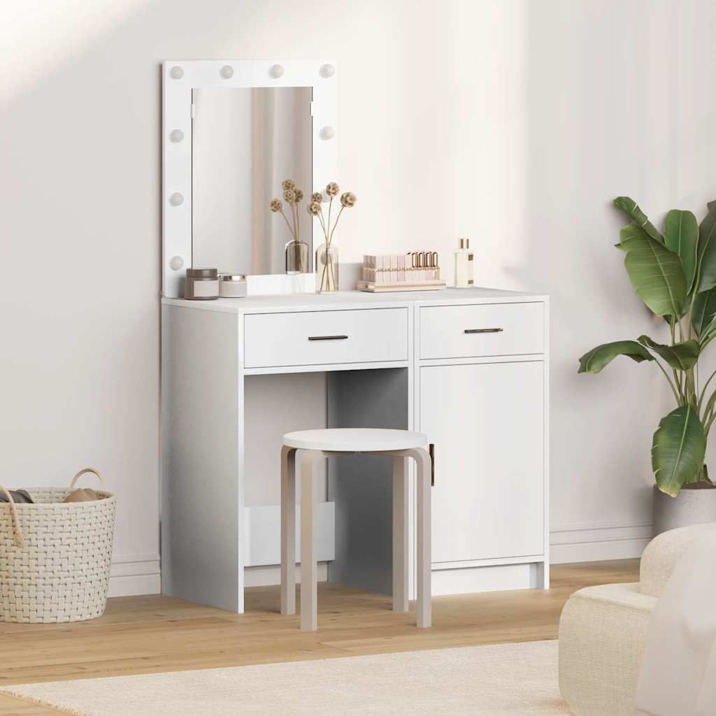 vidaXL Table de Toilette avec tiroir 2 pcs Blanc 50 x 41 x 135 cm