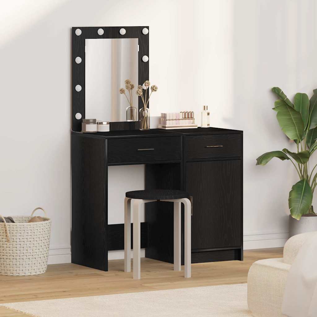 vidaXL Table de Toilette 2 pcs Noir 50 x 41 x 135 cm Bois d'ingénierie