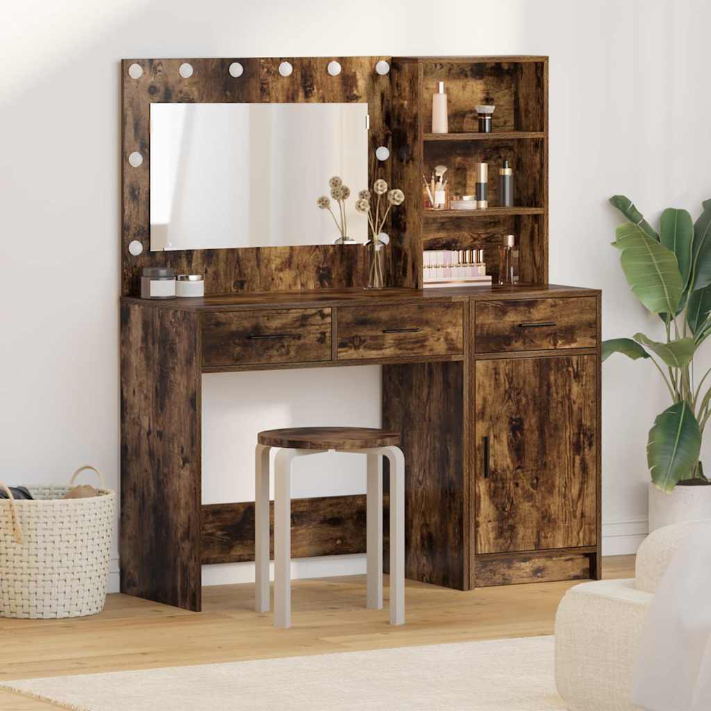 vidaXL Table de Toilette avec tiroir 2 pcs Marron Bois d'ingénierie
