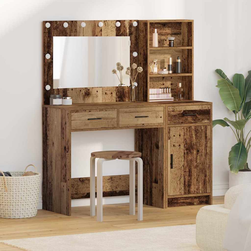 vidaXL Table de Toilette avec tiroir 2 pcs Marron Bois d'ingénierie