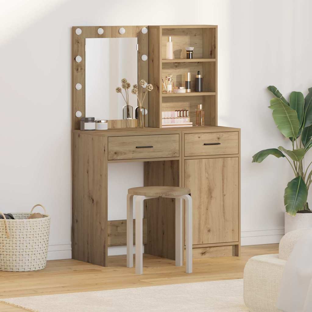 vidaXL Ensemble de Coiffeuse 2 pc Chêne artisanal Bois d'ingénierie