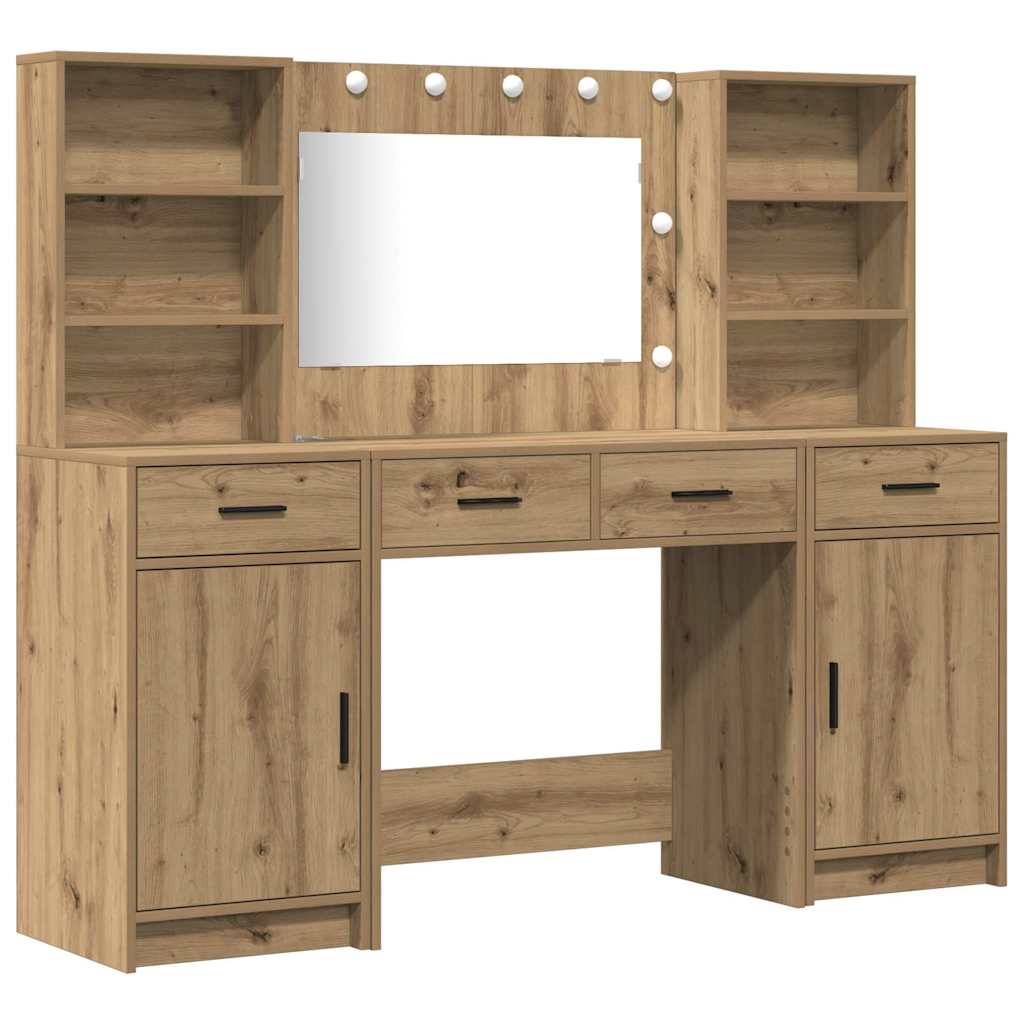 vidaXL Ensemble de Coiffeuse 3 pc Chêne artisanal Bois d'ingénierie