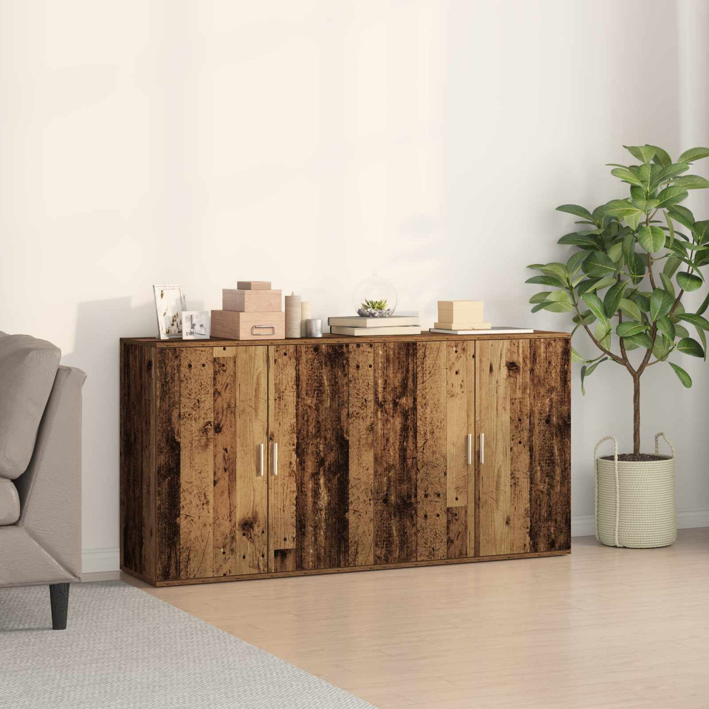 vidaXL Buffet 2 pcs Bois ancien 79 x 38 x 80 cm Bois d'ingénierie