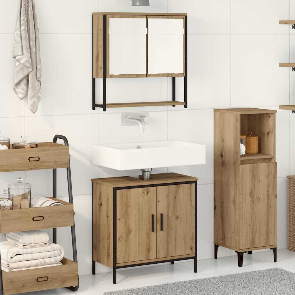 vidaXL Ensemble de mobilier de salle de bain 2 pc Marron