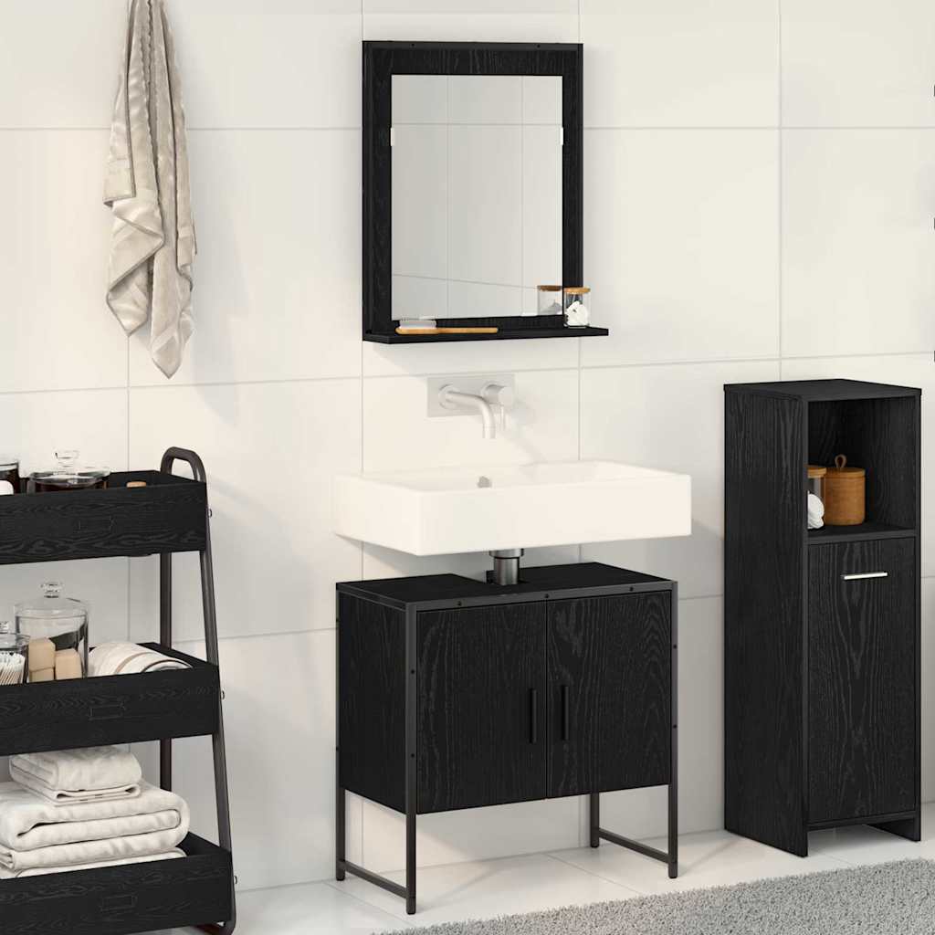 vidaXL Ensemble de mobilier de salle de bain Montage mural 2 pcs Noir