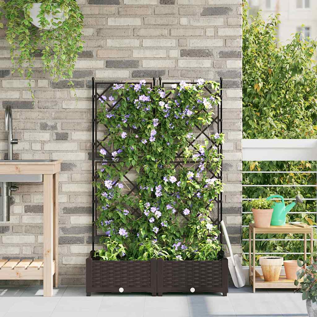 Tuin Plantpot 2 Pcs Bruin 80 X 40 X 125,5 Cm Kunststof
