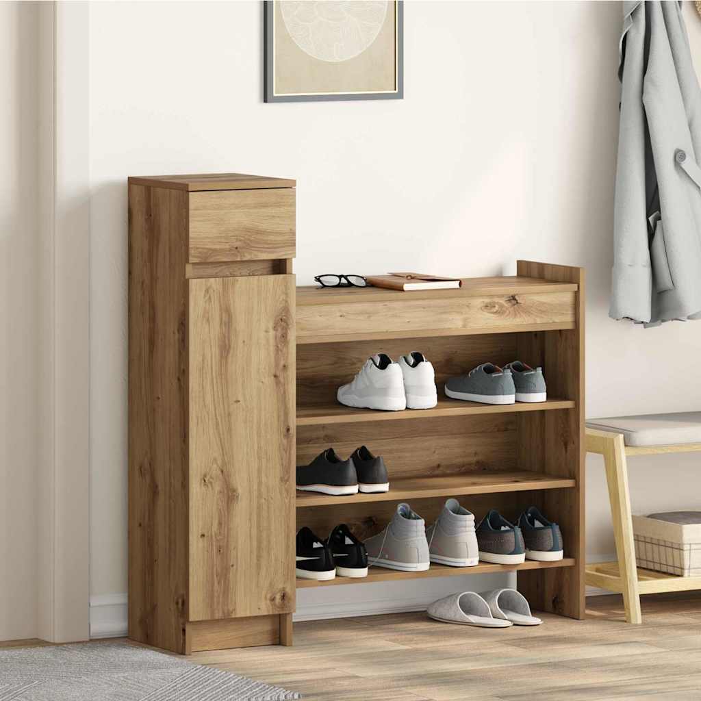 Schoenenkast Artisan Eiken 100,5 X 28 X 100 Cm Bewerkt Hout