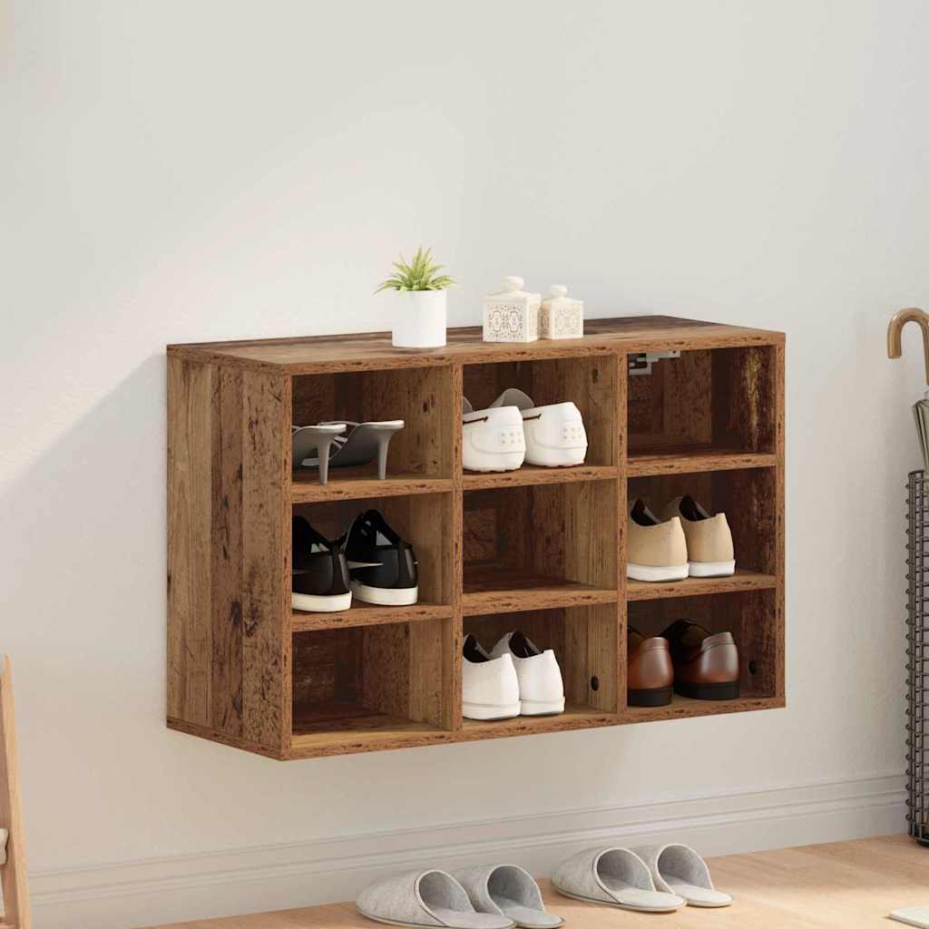 Schoenenkast Met Plank Oudhout Bewerkt Hout