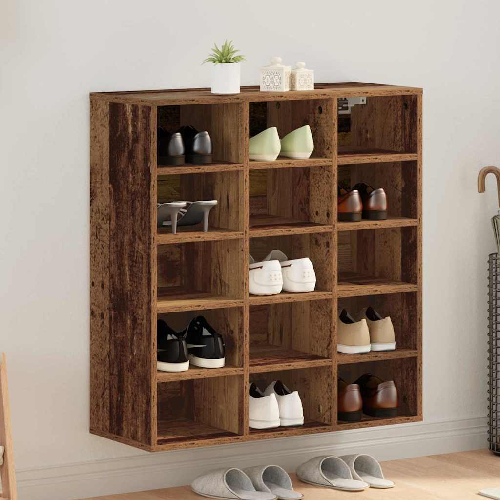 Schoenenkast Met Plank Oudhout Bewerkt Hout