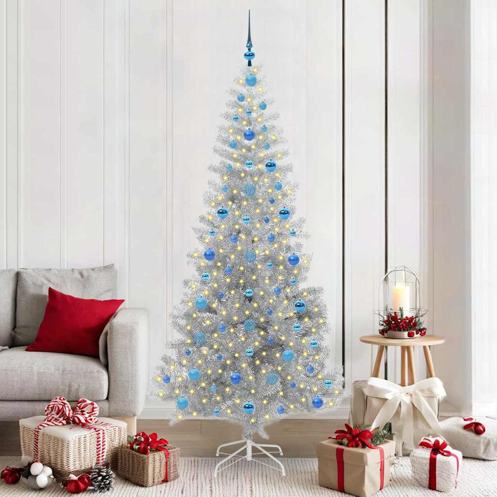 Kerstboom Met 300 Led Met Standaard Zilver 210 Cm Pet