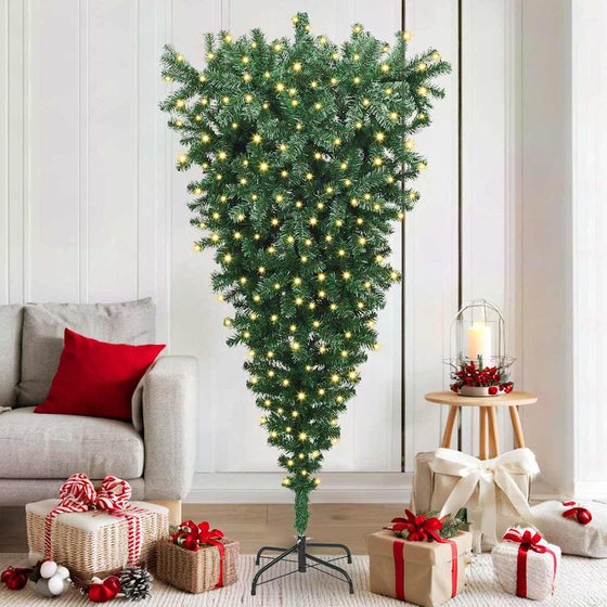 Ondersteboven Kunstmatige Voorgelichte Kerstboom Groen 180 Cm