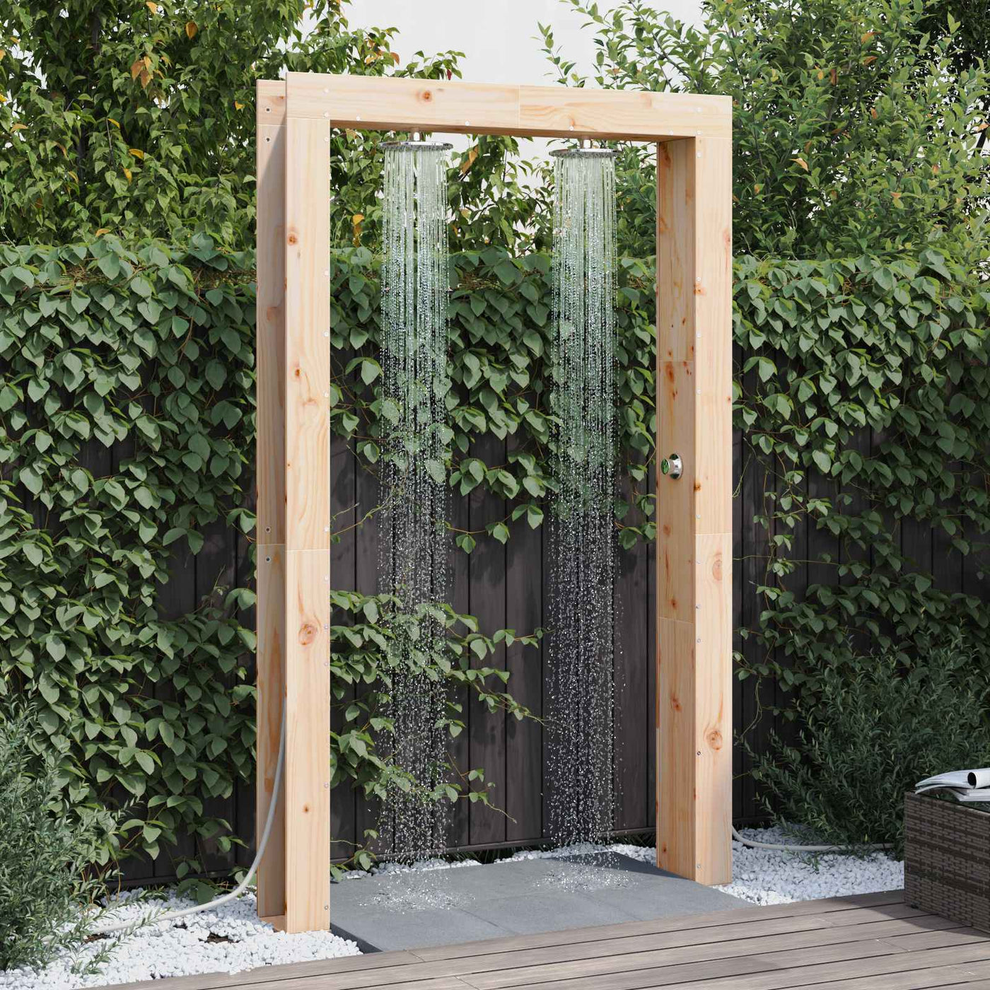 Buitendouche 226 Cm Massief Grenenhout En Roestvrijstaal