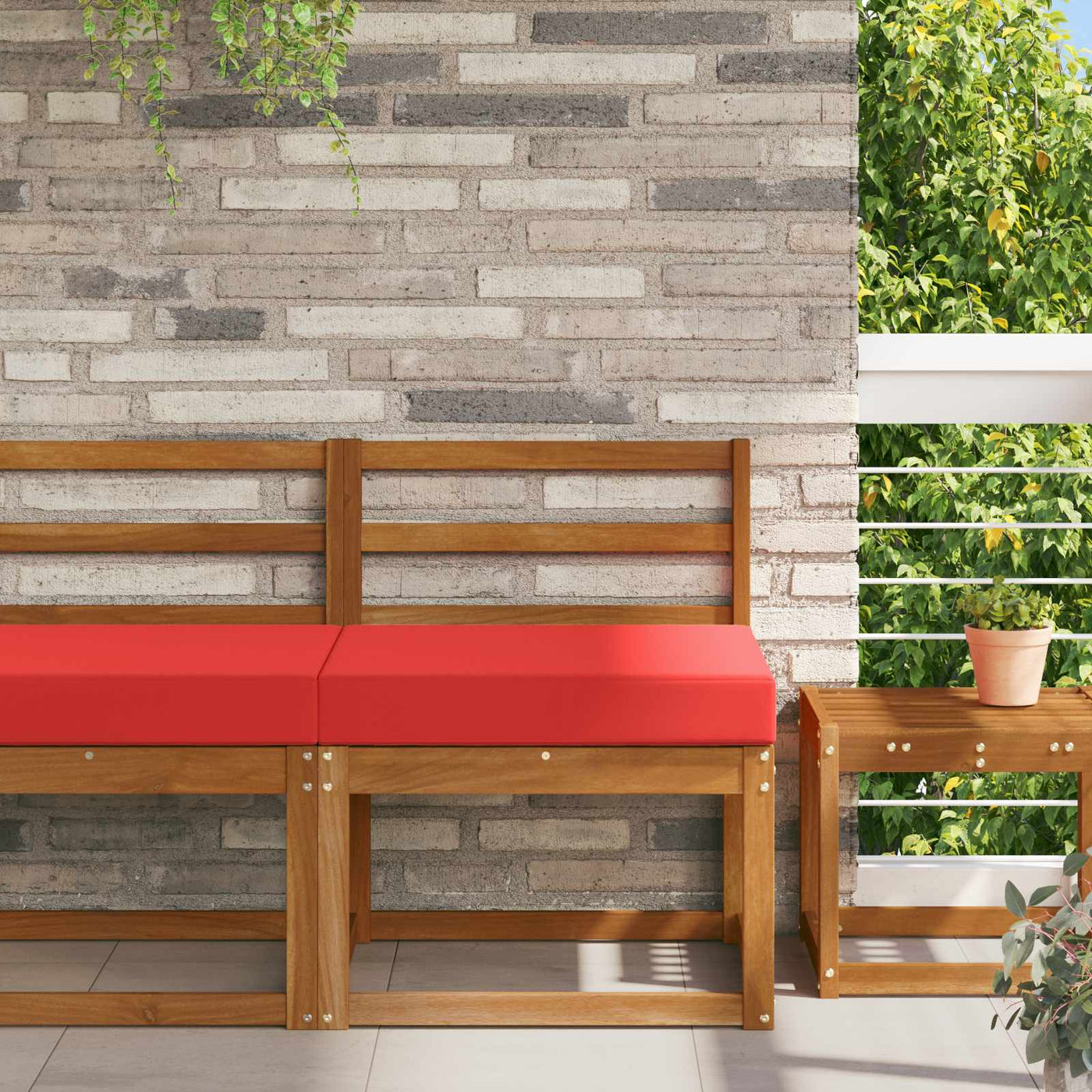 Buitenbankkussen 60 X 60 X 8 Cm Polyester Rood