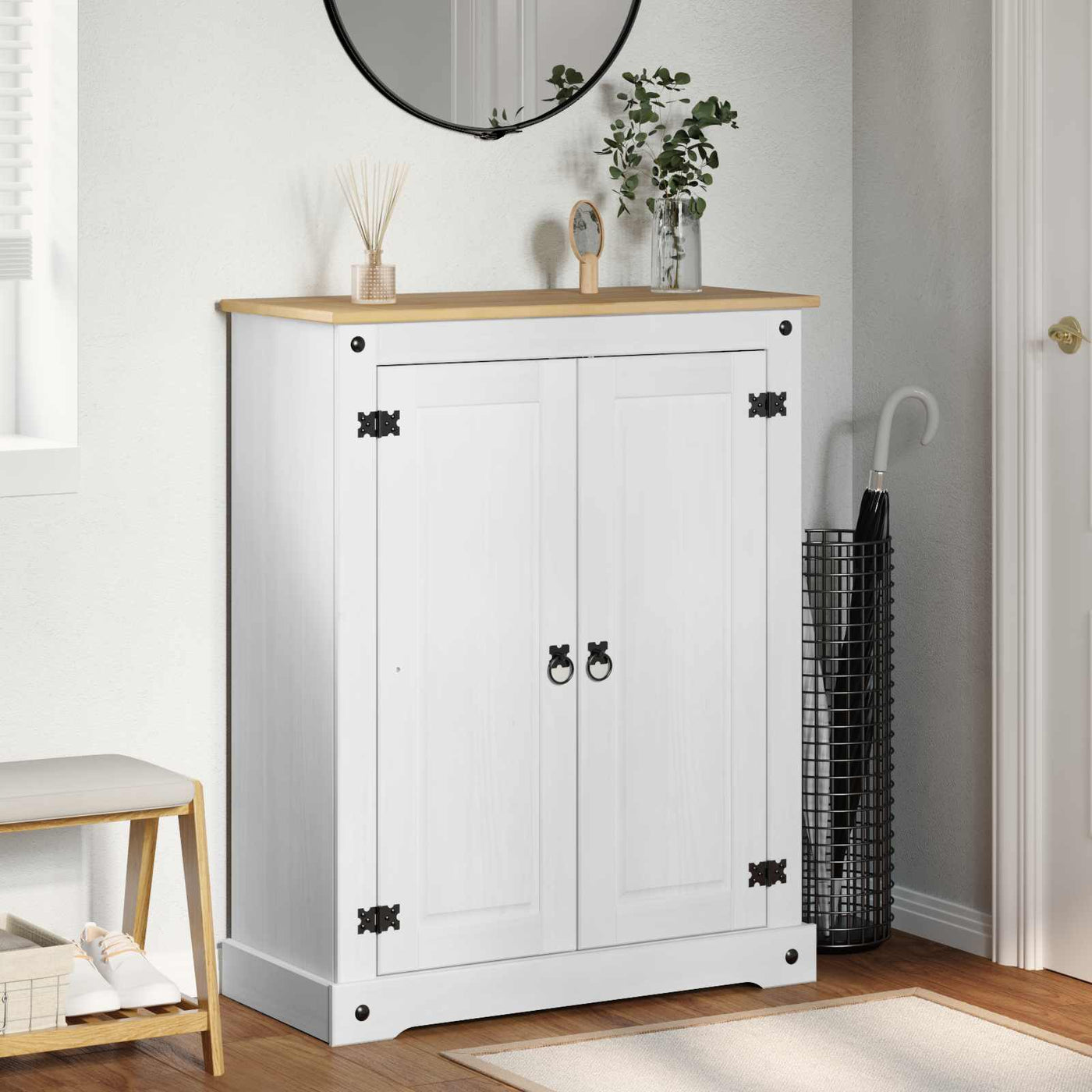 Schoenenkast 86 X 38,5 X 108 Cm Massief Grenenhout