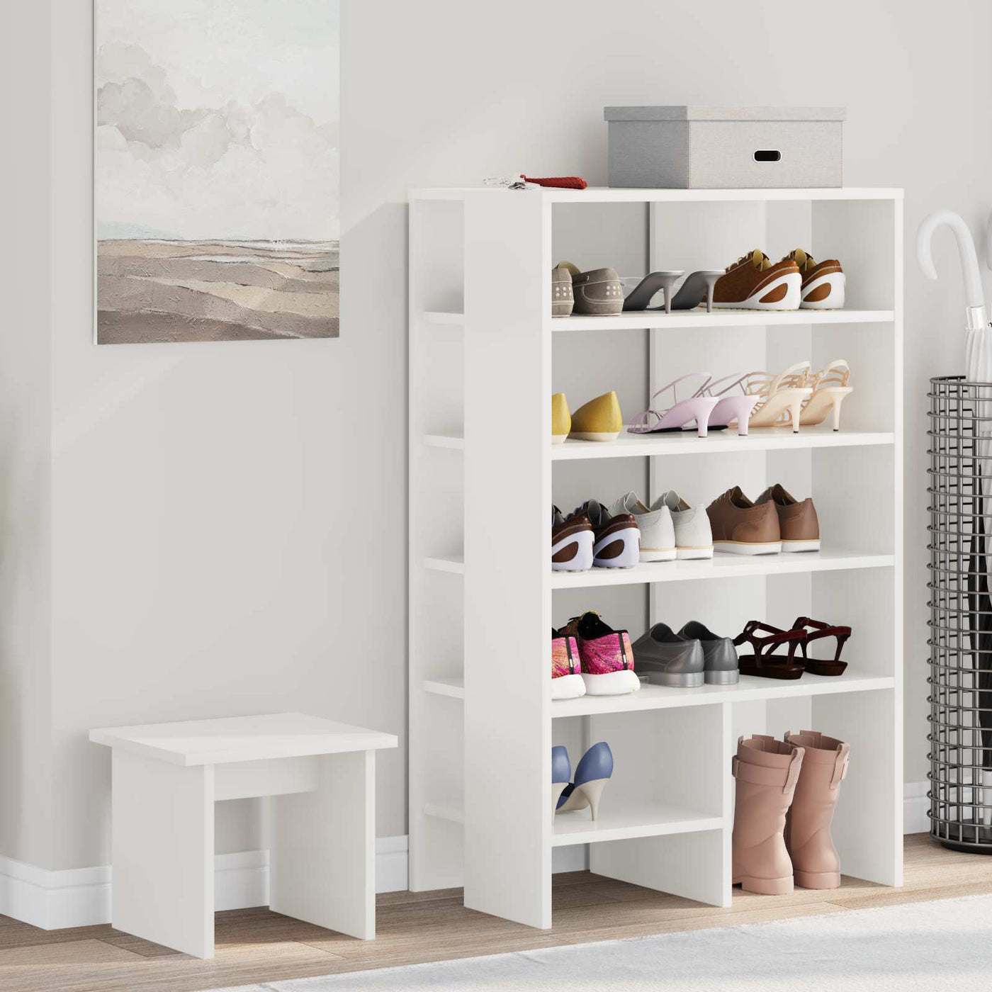 Schoenenkast Met Plank Met Opslag 2 Pcs Bewerkt Hout