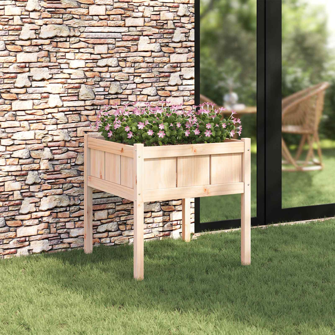 Tuin Plantpot Natuur 70 X 70 X 70 Cm Massief Grenenhout