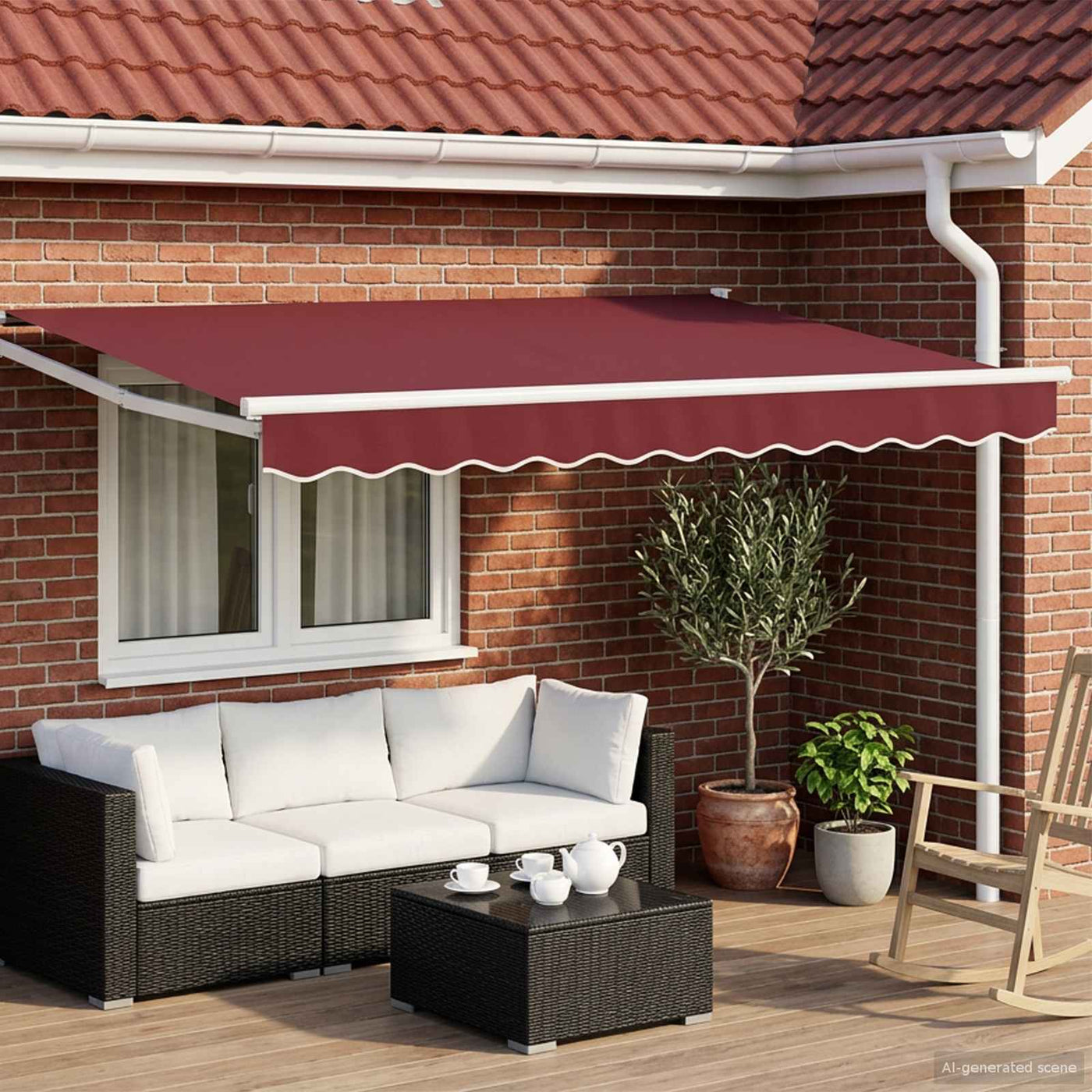 Uitschuifbare Luifel Bordeauxrood Bordeaux (Wit Frame)