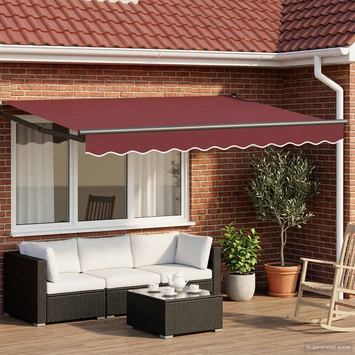 Uitschuifbare Luifel Bordeauxrood Bordeaux (Anthraciet Frame)