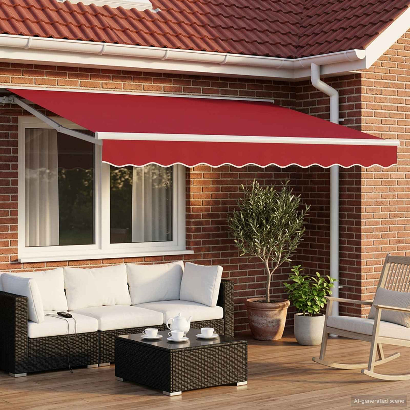 Uitschuifbare Luifel Rood Rood (Wit Frame)