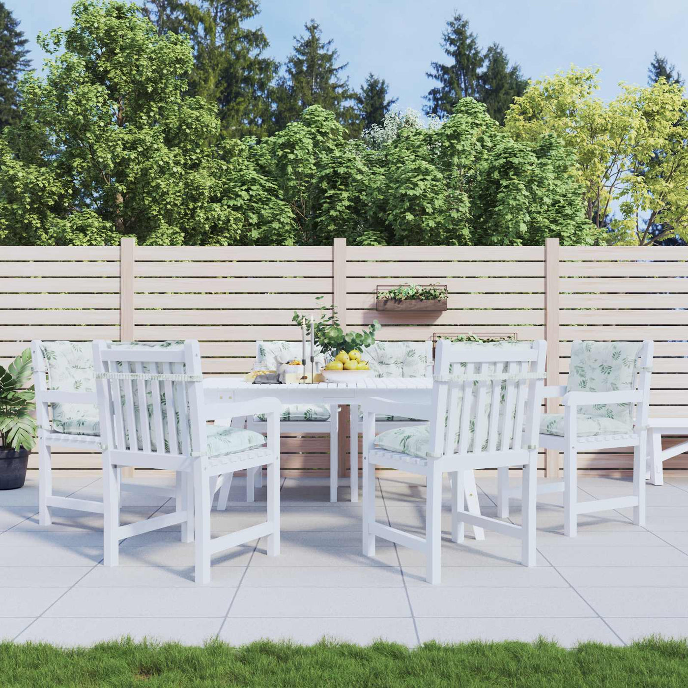Buitenkussen 6 Pcs Wit 100 X 50 X 7 Cm Stof