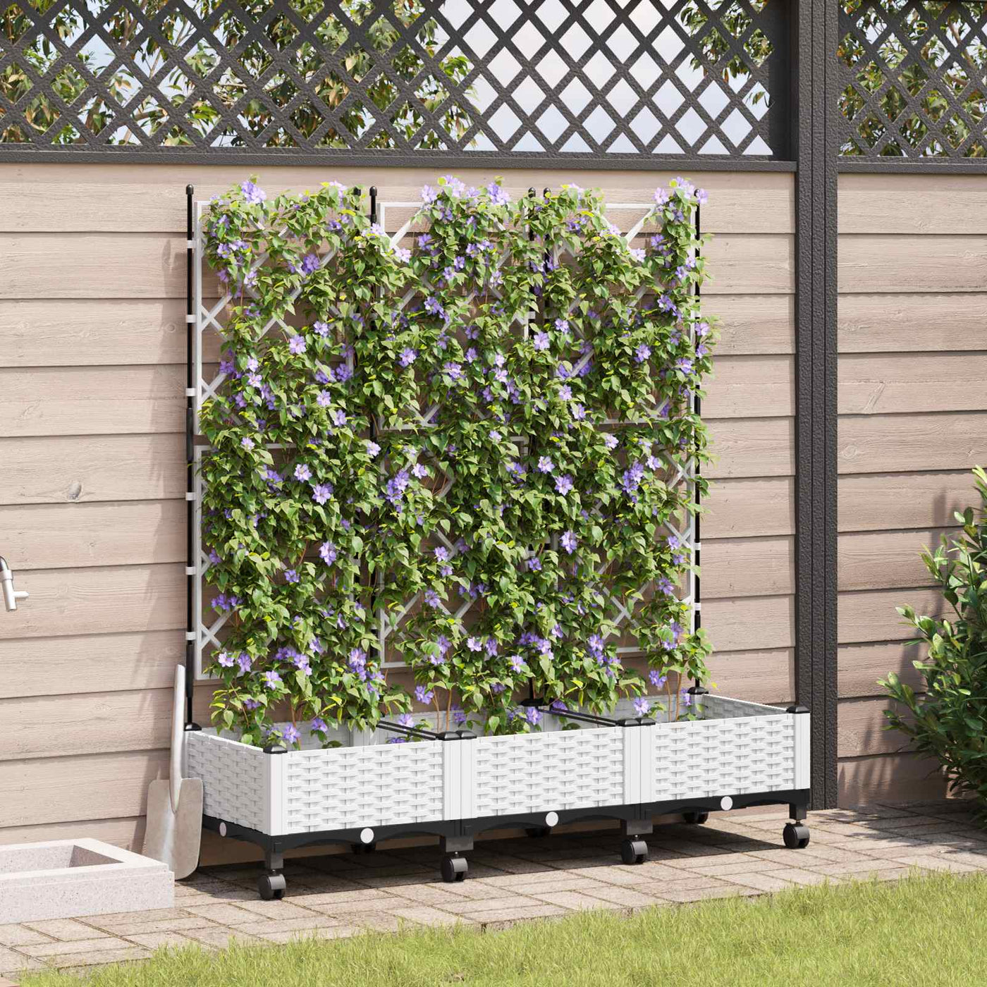 Tuinsteker Met Schutting En Wielen 3 St 120 X 40 X 131,5 Cm