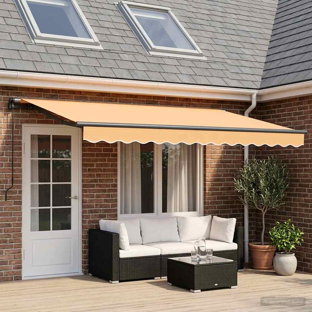 Uitschuifbare Luifel Zand 600 × 300 Cm Polyester En Aluminium Lichtgrijs En Wit