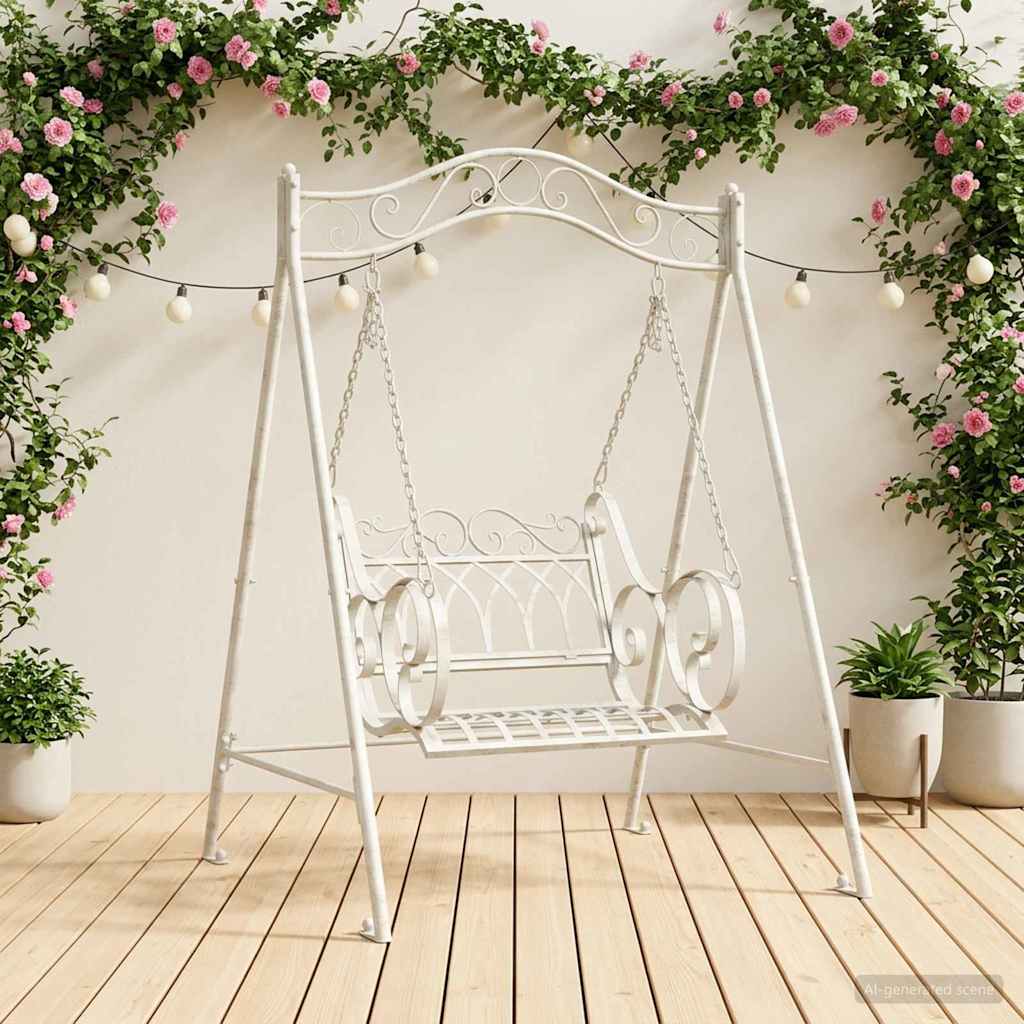 Schommelbank Staal 113 X 121,5 X 168 Cm Antiek Wit